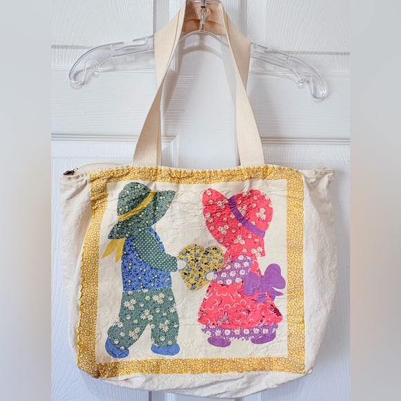 Vintage SUNBONNET SUE Canvas Book Bag Tote, Double Sided USA - Picture 2 of 11